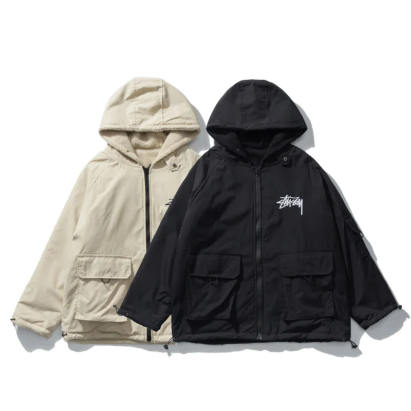 20ss Harajuku Осень Зима Новая модная брендовая двухсторонняя шуба из меха ягненка