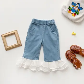 

2020 New Arrival Girls Denim Ruffles Pants Summer Fashion Kids Girls Pants 2-7t