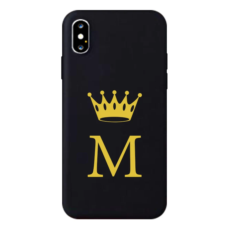 Style 13 GYKZ Забавный чехол с золотой короной и буквами для iPhone XS MAX XR X 11 Pro 7 8 6s Plus, Модный черный силиконовый мягкий чехол для телефона - Цвет: Style 13
