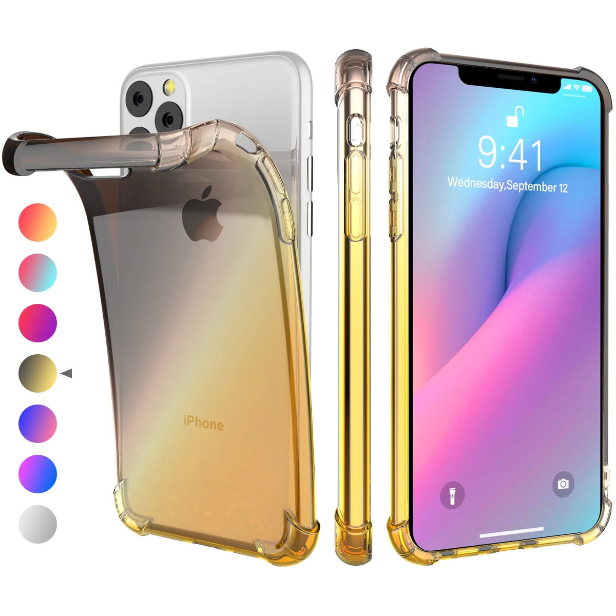 Для iPhone 11 11 Pro 11 Pro Max Силиконовый противоударный чехол с защитой от царапин градиентного цвета мягкий чехол из ТПУ для iPhone 11 чехол прозрачный