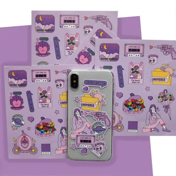 

Purple fresh Shell cake cart Sticker DIY Scrapbooking happy girl Junk Journal Stationery toy seal Decoration sticker