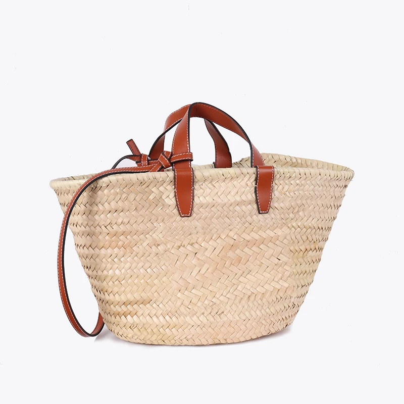 Пляжная соломенная сумка от известного бренда женская из рафии сумочка для