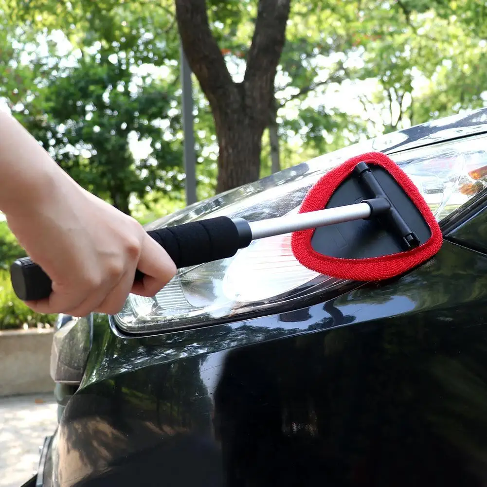 Microfiber Long Handle Car Window Cleaning Brush Windshield Cleaner ✈ 