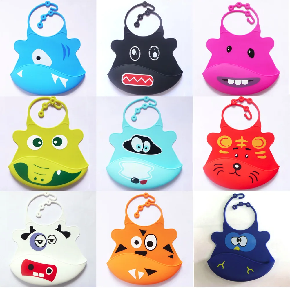  2020 Baby Bibs Baby waterproof bib white Silicone Waterproof Bib with Pockets Baby Newborn Cartoon Aprons Silicone saliva bib