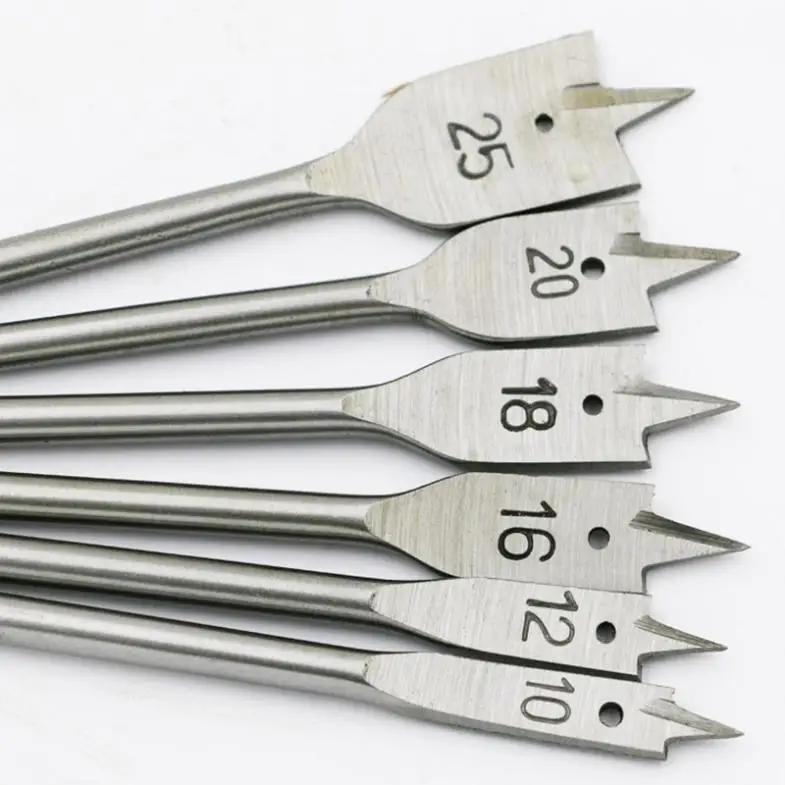 6pcs/lot Wood Flat Drill Sets 10mm 12mm 16mm 18mm 20mm 25mm Paddle Flat Wood Boring Drill Bit Set Power Tools With Hex Shank