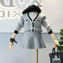 Mihkalev/Детские комплекты одежды для детей; сезон осень-зима; комплект трикотажной одежды; куртка+ юбка; комплект из 2 предметов; одежда с длинными рукавами для девочек