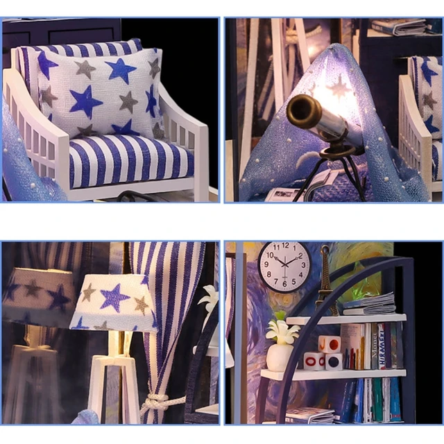 HX5D DIY Miniature Dollhouse Kit Wooden Mini Doll House Accessories with  Furniture for Kids Teens Adults Gift 5