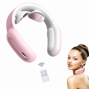 

Neck Massager Electric Pulse Back Body Arm Massage Heating Pain Relief Tool Health Care Relaxation Physiotherap Machine Pink