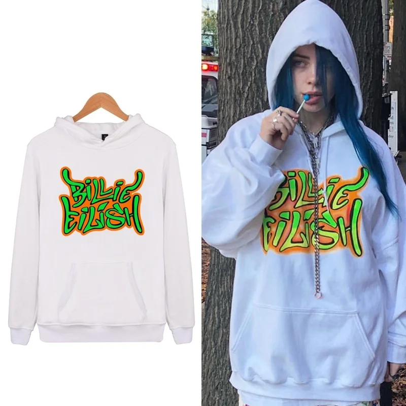 Новые женские/мужские толстовки Billie Eilish однотонные толстовки с длинными рукавами популярные повседневные свободные пуловеры с принтом осень