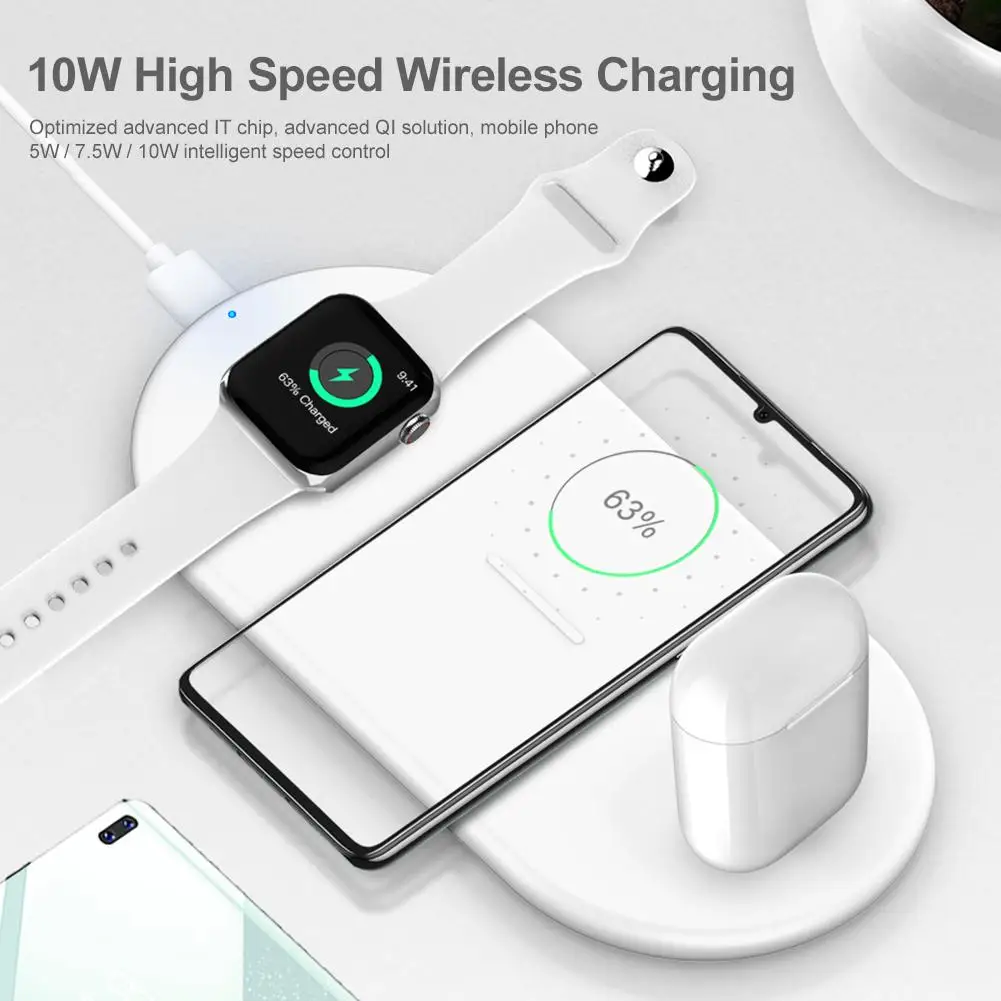 3 в 1 Беспроводное быстрое зарядное устройство для iPhone X XR Xs Max для Apple Watch iWatch AirPods мобильный телефон Быстрая зарядка