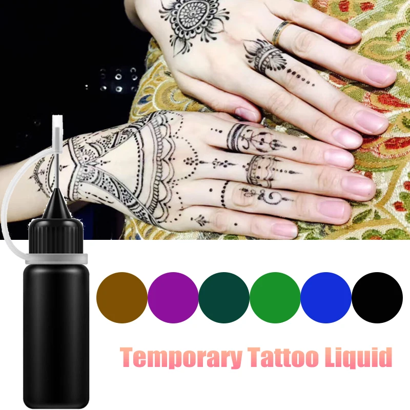 Temporary Tattoo 10ml Liquid Tattoo Paste Black Brown Red Brown Henna Cones  Indian For Temporary Tattoo Sticker Body Paint - Tattoo Inks - AliExpress