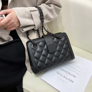 

Embroidery Thread PU Leather Shoulder Bag Women 2021 Fashion Chain Lady Messenger Bag Designer Luxury Handbags and Purses bolso