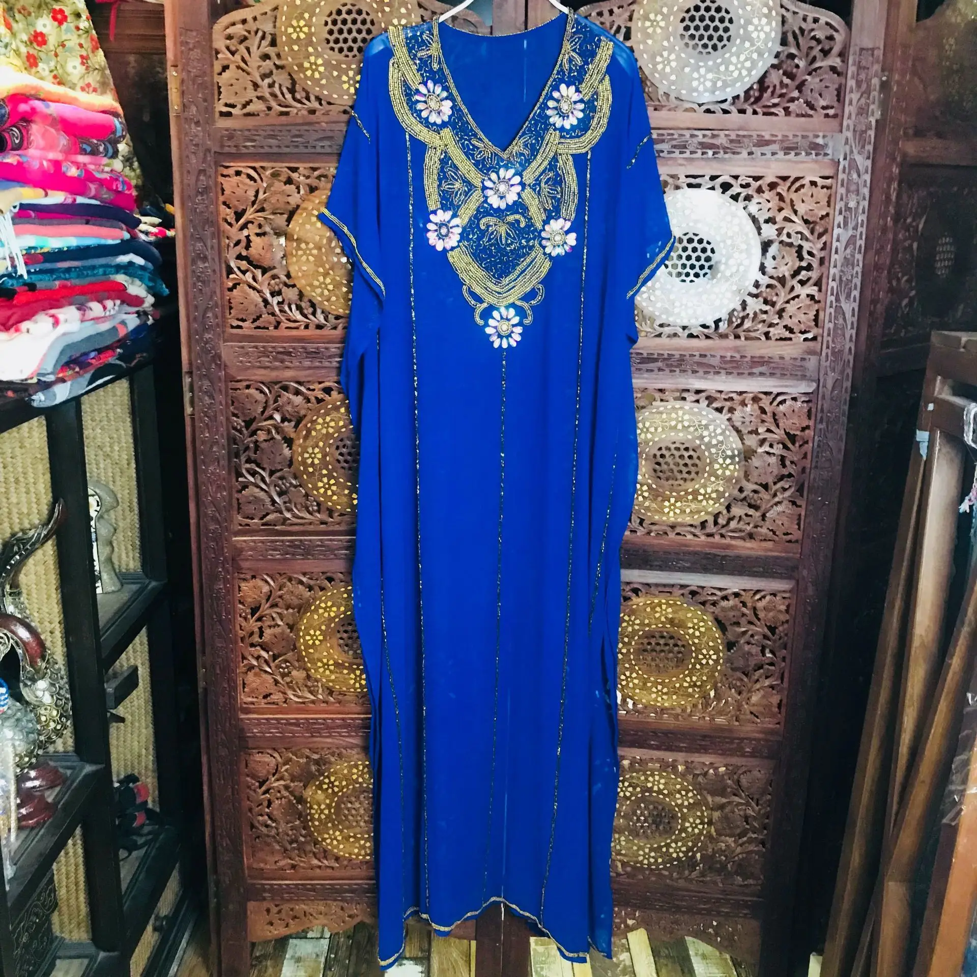 Sarees для женщин в Индии летучая мышь индийское платье пакистан Золотое Красное длинное платье рукав летучая мышь вышитое Блестящим Бисером v-образным вырезом шифоновое платье женское