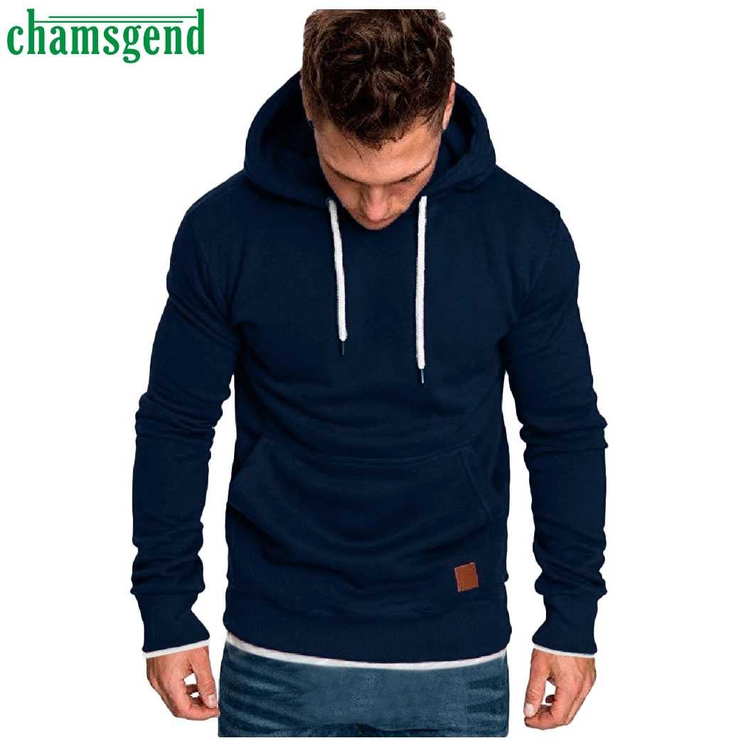 

Chamsgend Casual Hoodies Men 2019 autumn Solid color Hooded Sweatshirt Coat Mens Hoodies Slim Sportswear Tracksuit Pullover Top
