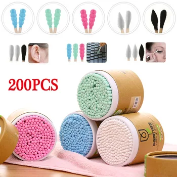 

200 Pcs/Box Bamboo Cotton Swabs Wood Sticks Soft Cotton Buds Cleaning Of Ears Tampons Nose Ears Cleaning Health Care Tools