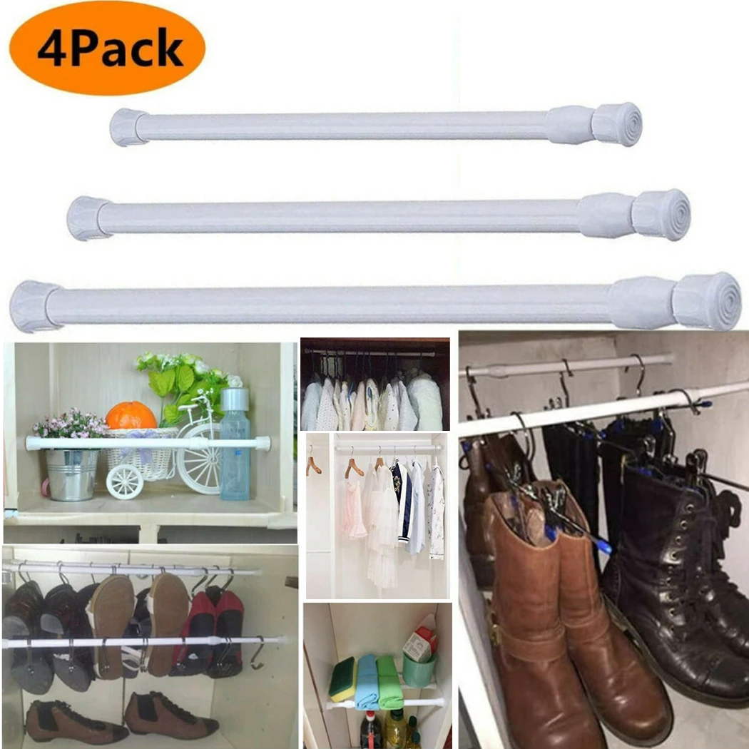 4 шт. натяжные стержни регулируемые Пружинные стальные для шкафа занавески