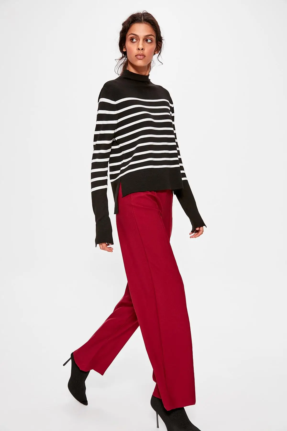Trendyol бордовые базовые брюки TWOAW20PL0194