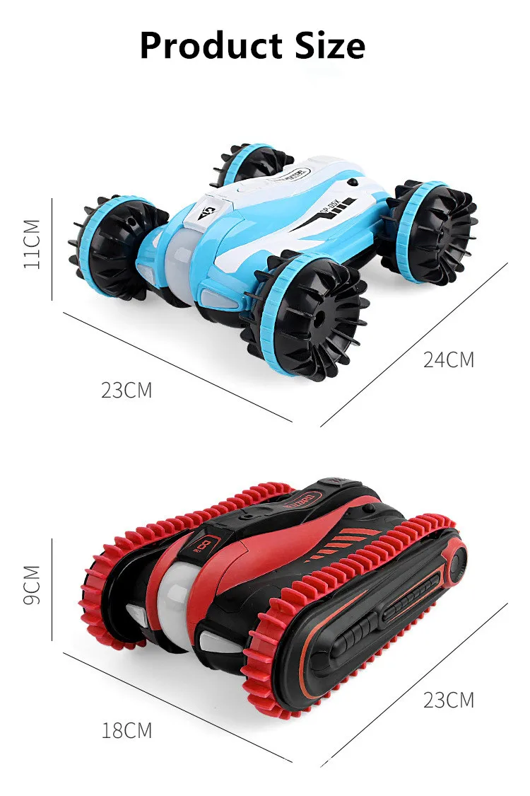 2,4G RC автомобиль 1803-4 6-канальный 1:12 воды и земли автомобиль дистанционного управления светодиодный ночник 360 ° Вращение трюковая машинка игрушки подарок