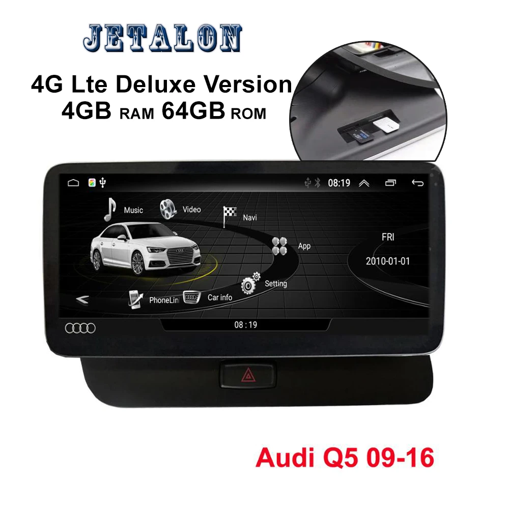 Автомобильный GPS-навигатор для Audi Q5 9 0-2009 сенсорный IPS-экран 4 Гб + 64 ГБ Android 2016 2 Din |