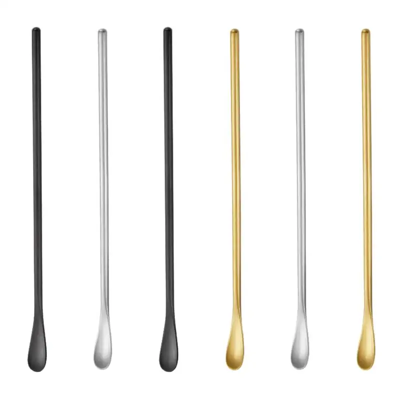 6 Pcs Multipurpose Mixing Spoons Smooth Stirring Cocktail Milk Tea Stainless Steel Stir Bar |