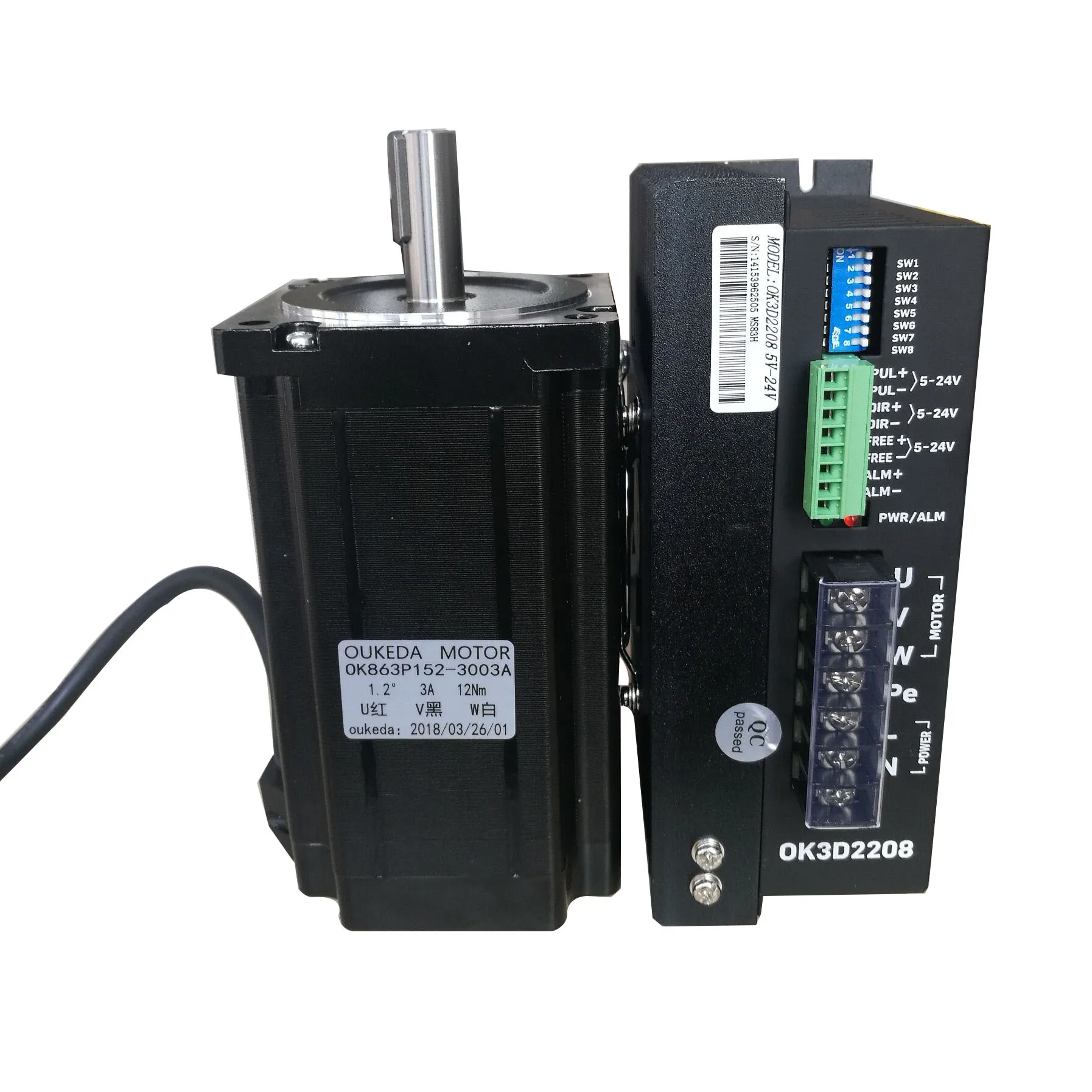 86 three-phase stepping motor, 12Nm, package driver, high voltage 220V, 86 three-phase motor, 1.2 degrees, 3A