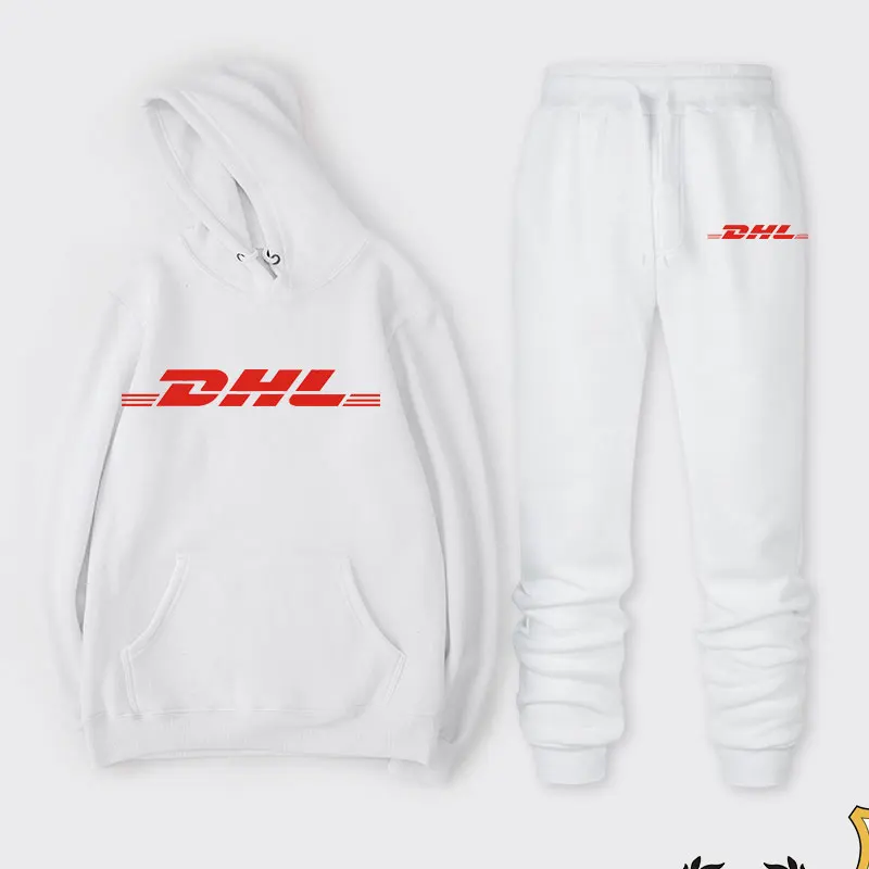 Новейший бренд DHL Экспресс Мужская модная спортивная толстовка с капюшоном мужская спортивная одежда+ штаны спортивный костюм уличная Фитнес Спортивная толстовка с капюшоном