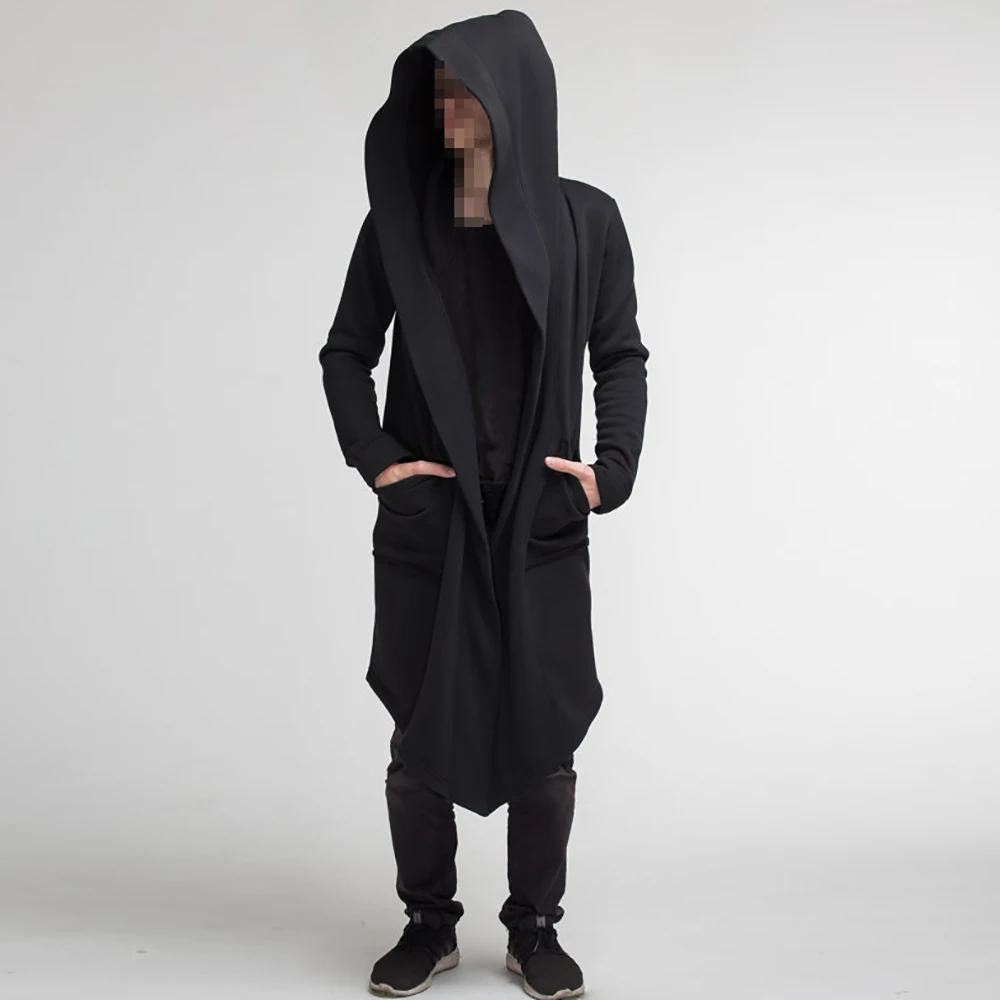 Men's cardigan tunic hoodie long sleeve long coat