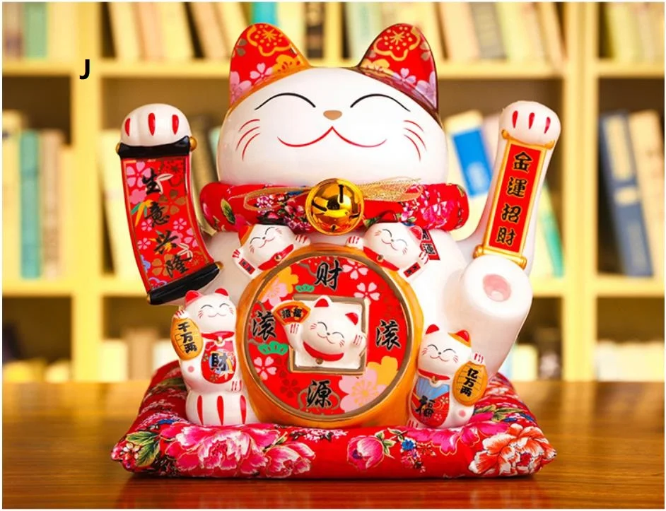 Большой керамический Счастливый Кот Maneki Neko украшение касса магазин открытие подарок творческий японский развевающаяся лапа орнамент бум бизнес - Цвет: J