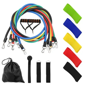 

LIXADA 11 Pcs/Set Fitness Puller Muscle Strength Yoga Training Rope Resistance Belt Pull Rope TPE Elastic Bands for Home Gym