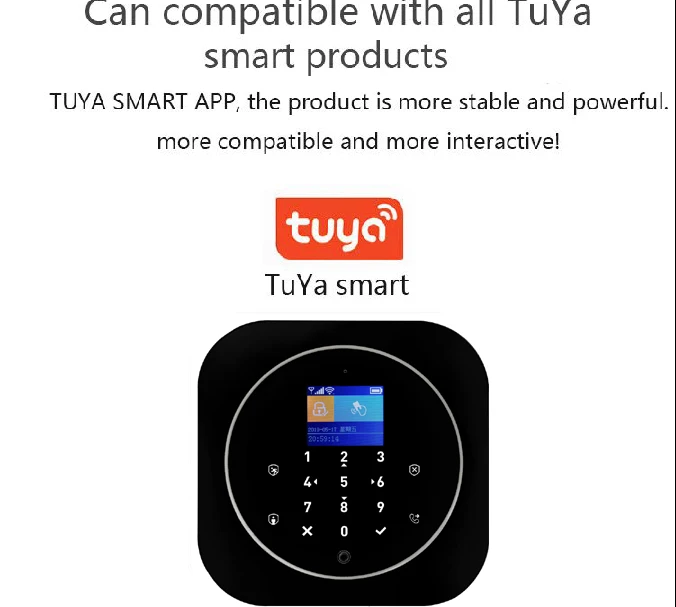 Wifi GSM Security Alarm System multi languages menu APP control smart home burglar alarm system 1.8inch Tuya alarm system