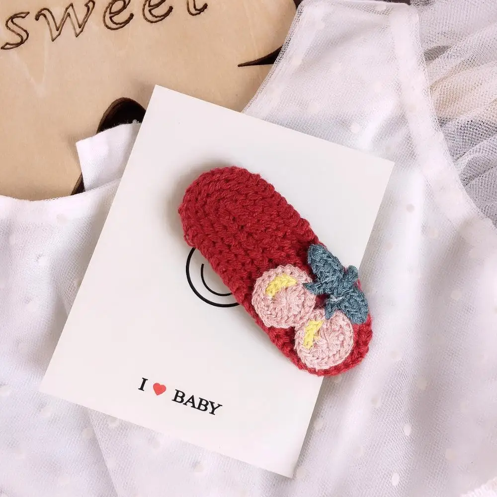 Корейский мультфильм вязаные животные Фрукты милые осень зима дети девочки BB шпильки заколки для волос головной убор Accessories-SWC5-W2 для волос - Цвет: 8