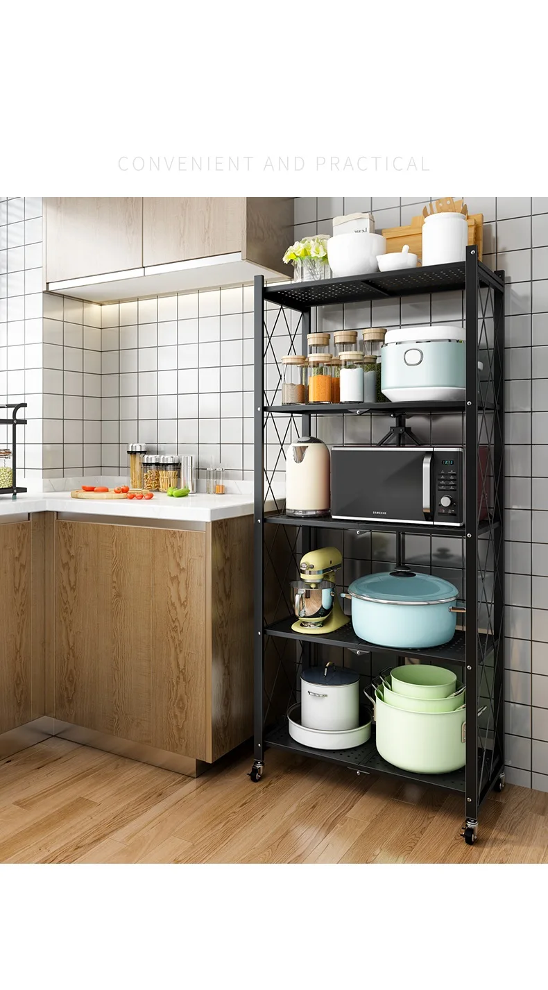 

No need to install folding kitchen products shelf floor type multi-layer