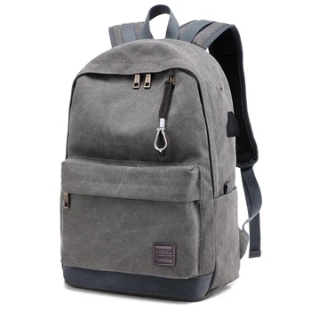 

Backpack 2019 USB Charging Outdoor Canvas Travel Bag Mochilas Female Solid Colorbackpack Casual High Capacity Student Laptop Bag