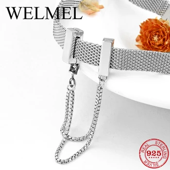 

2019 Autumn 925 Sterling Silver Beads Safety Chain Clip Charms fit Original Reflecxions Bracelet DIY Jewelry For Women