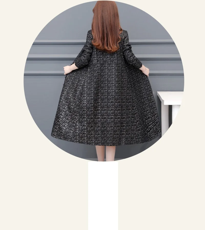 New Middle age clothing high quality Lattice Windbreaker coat female Autumn women Suede trench coats long Ladies coats 5XL 6XL