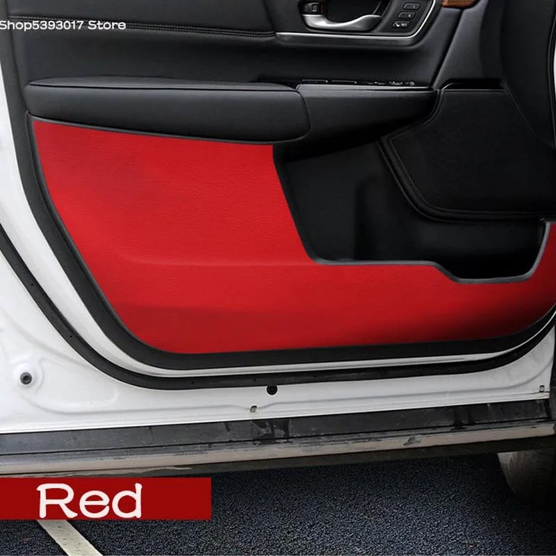 Car Leather Door Anti Kick Pad Carbon Fiber Door Protection Film Trim