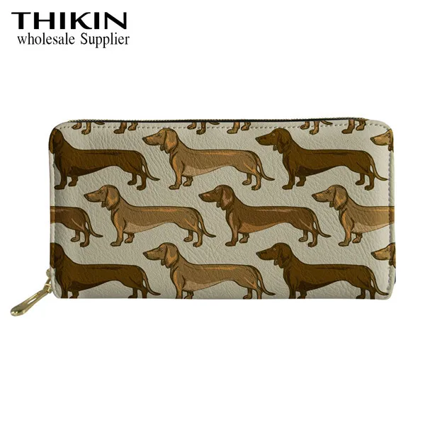 as picture THIKIN Kawaii 3D такса печати леди кошелек телефон деньги Сумка милая собака клатч из искусственной кожи для телефона кошелек для женщин Новое поступление кошелек - Цвет: as picture