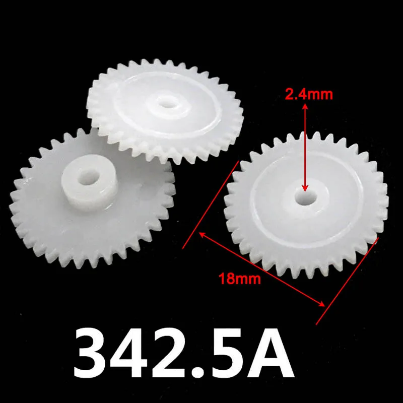 34 Teeth Spur Gear 0.5M OD=18mm Hole= 2mm/ 2.5mm/ 3mm/ 4mm Shaft Tight POM Plastic Pinion Toy Model Parts 342A 342.5A 343A 344B