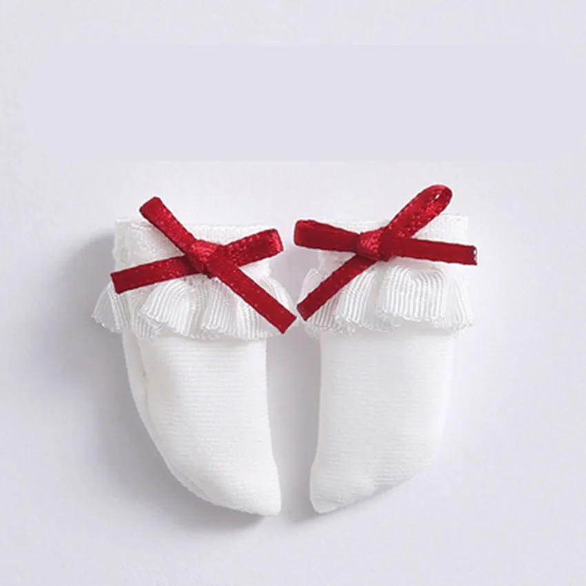 Красный Короткие носки для кукол OB11, Molly, Blyth, Holala, 1/8 BJD, кружевные носки для кукол, аксессуары для кукол, подарок принцессы для девочек - Цвет: Красный