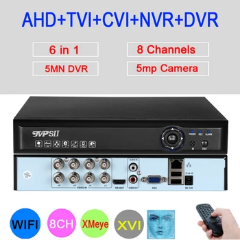 

5mp AHD Camera Blue Panel Hi3520D XMeye Audio Face Detect H.265+5MN 8 Channel 8CH 6 in 1 Hybrid Wifi Onvif NVR TVI CVI AHD DVR