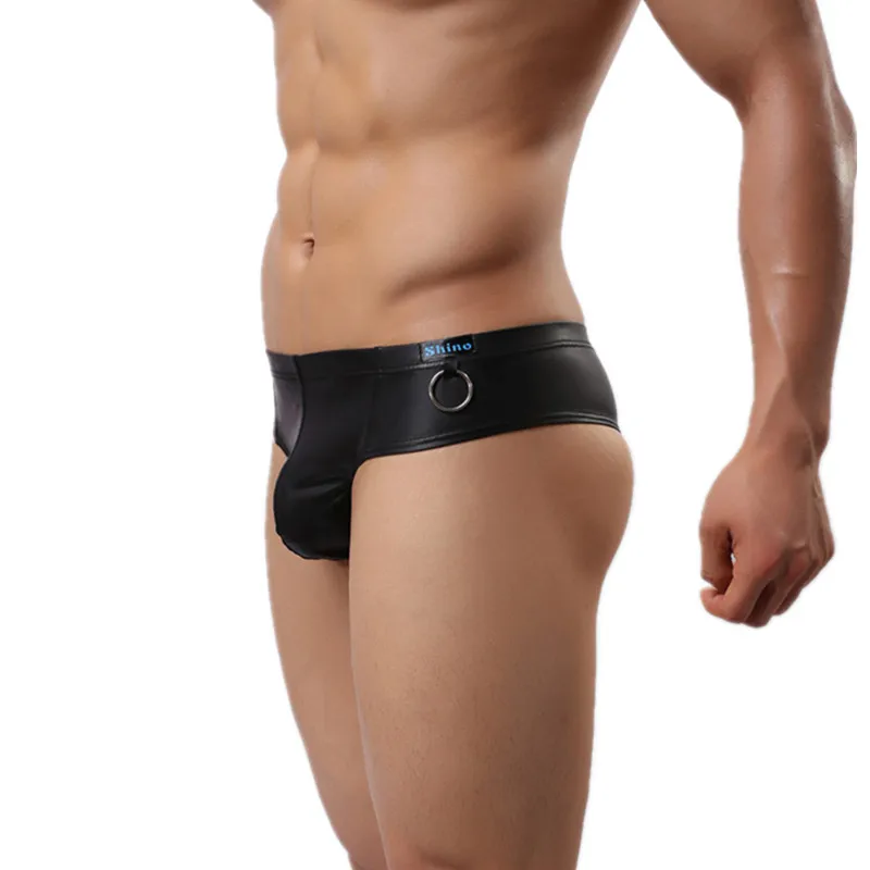 Мужские трусы из искусственной кожи сексуальные бикини с карманом|boxer underwear|mens sexy