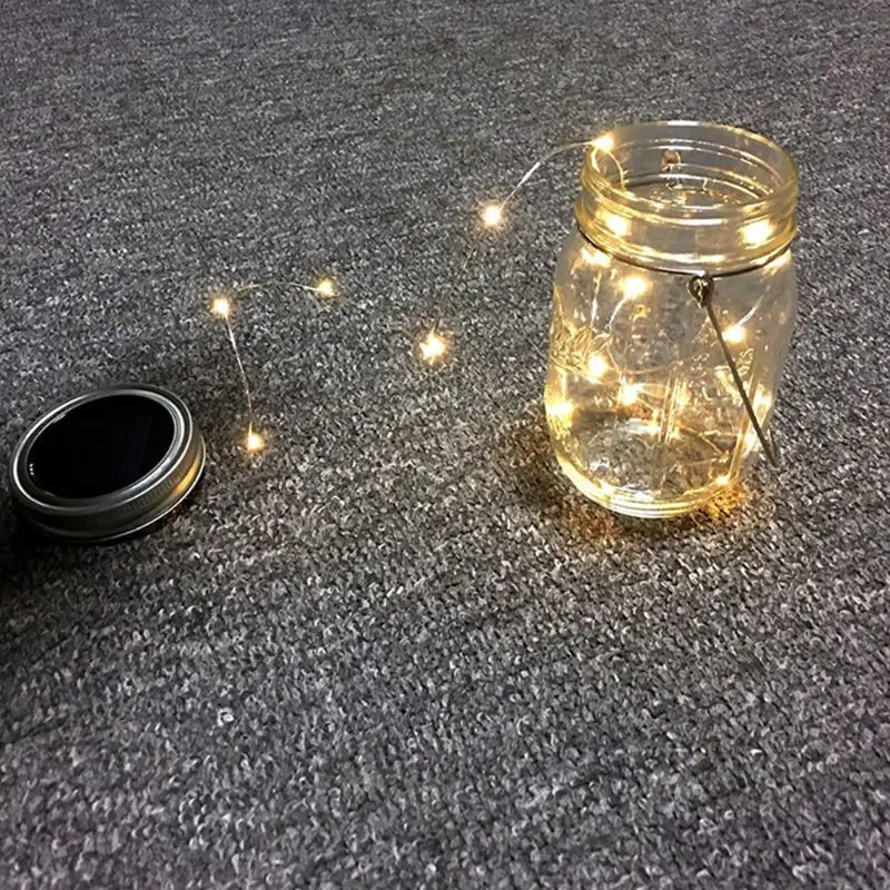 20 светодиодный солнечный Сказочный Рождественский светильник Mason Jar 2 м теплый белый свет подвесной фонарь открытый патио садовый декор