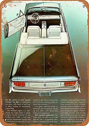 

Metal Sign - 1965 Chrysler 300-L Convertible - Vintage Look Wall Decor for Cafe beer Bar Decoration Crafts