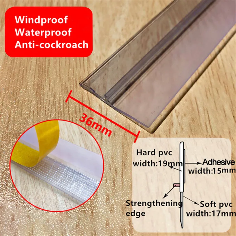 Sealing Strip Door Seal Practical Floor Stickers Transparent Windproof Sealing Strip Door Sealing Strip Durable Dustproof