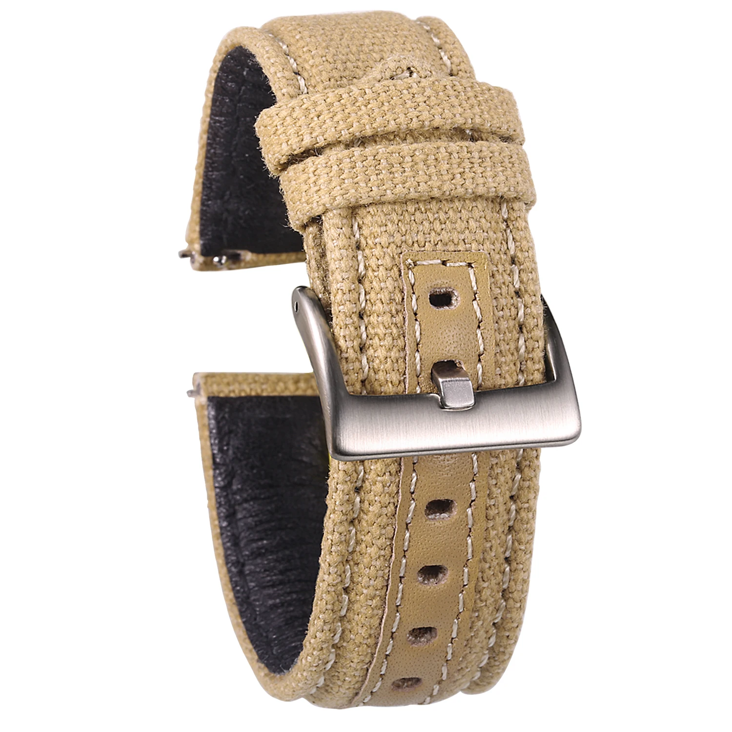 HemsutCanvasWatchBandsPremiumMaterialQuickReleaseKHAQIQualityNylonWatchStrapsSteel