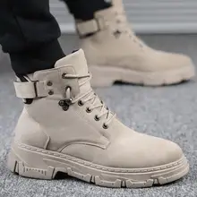 Красивые Зимние ботинки; Новинка; модные ботинки на массивном каблуке для мужчин и мальчиков; ботинки в байкерском стиле; мужские модные полуботинки; мужские Ботинки martin