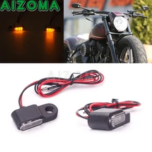 Black 12V Mini LED Turn Signal Light Indicators Flashing Handlebar Blinker For Harley Sportster Dyna Softail Touring Cafe Racer