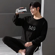 Autumn Winter Male Long Sleeve Pajama Sets Casual Striped Lounge Set Comfortable Soft Sleepwear Pijama Plus Size Pajamas for Men