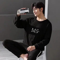 Autumn Winter Male Long Sleeve Pajama Sets Casual Striped Lounge Set Comfortable Soft Sleepwear Pijama Plus Size Pajamas for Men
