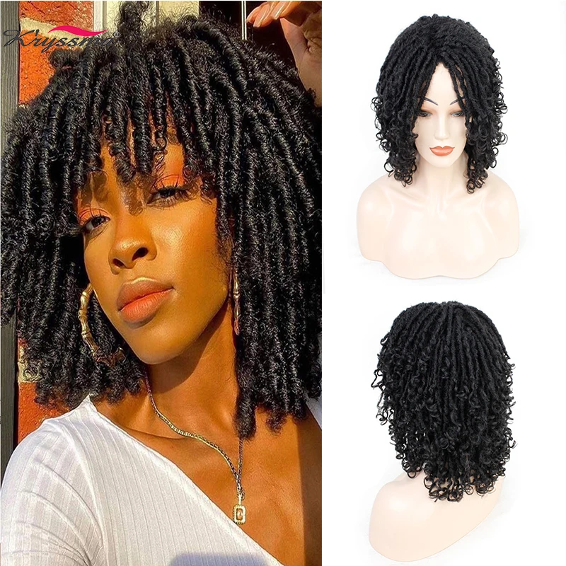 

kryssma Short Dreadlock Wig Ombre Golden Twist Wigs for Black Women Curly Synthetic Wigs cosplay New Fashion Heat Resistant Afro